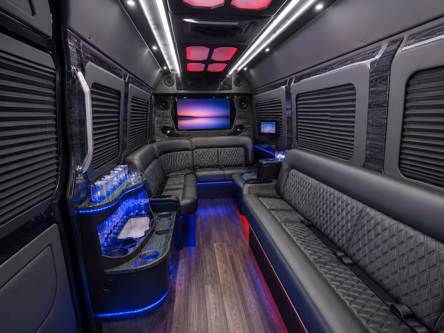 Sterling Heights Corporate Transportation party bus interior