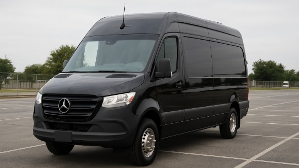 Exterior of Charter Bus Company Southfield's 14 Passenger Sprinter Limousine in Southfield