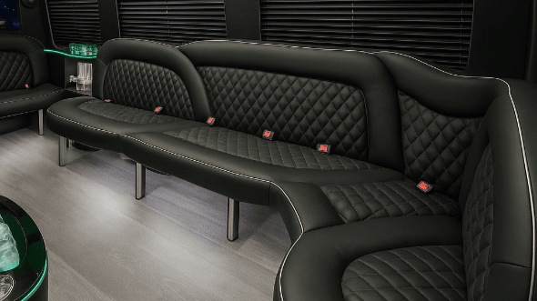 Interior of Charter Bus Company Royal Oak's 18 Passenger Party Bus in Royal Oak