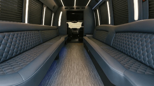 Interior of Charter Bus Company Farmington Hills's 20 Passenger Party Bus in Farmington Hills
