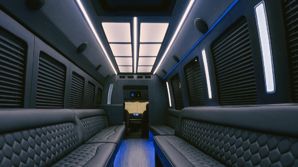 Interior of Charter Bus Company Southfield's 20 Passenger Party Bus in Southfield