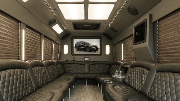 Interior of Sterling Heights Party Bus Company's 20 Passenger Party Bus in Sterling Heights