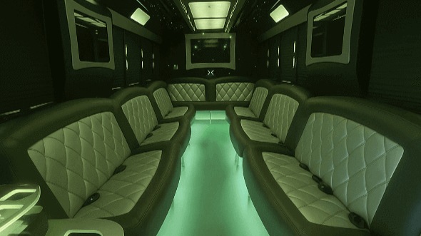 Interior of Charter Bus Company Detroit's 25 Passenger Party Bus in Detroit