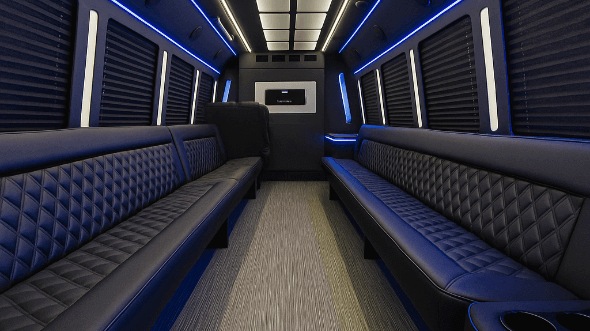 Interior of Charter Bus Company Livonia's 25 Passenger Party Bus in Livonia