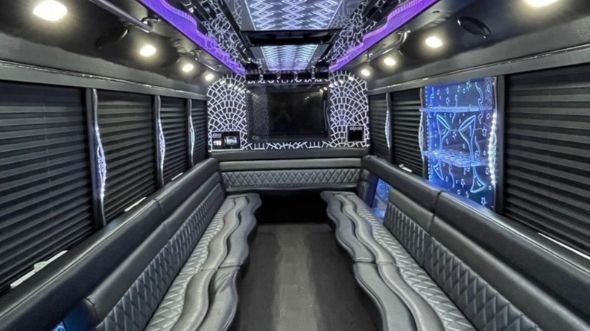 Interior of Charter Bus Company Farmington Hills's 28 Passenger Party Bus in Farmington Hills