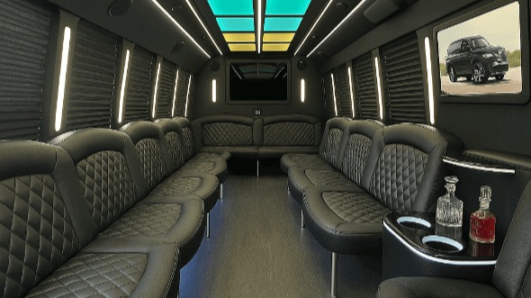 Interior of Sterling Heights Party Bus Company's 28 Passenger Party Bus in Sterling Heights