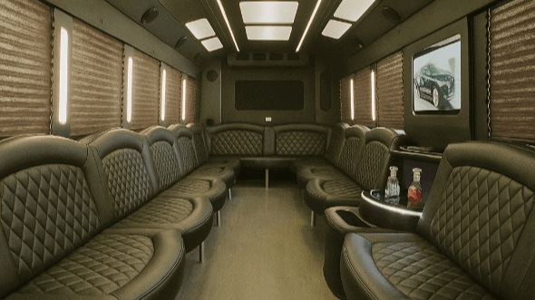 Interior of Charter Bus Company Southfield's 30 Passenger Party Bus in Southfield