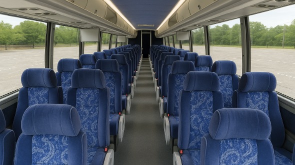 Interior of Charter Bus Company Sterling Heights's 40 Passenger Charter Bus in Sterling Heights
