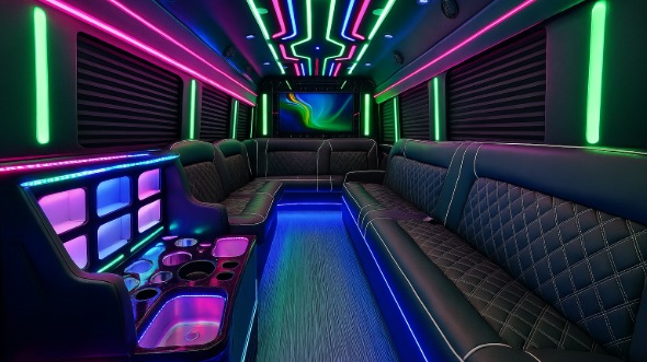 Interior of Charter Bus Company Southfield's 40 Passenger Party Bus in Southfield