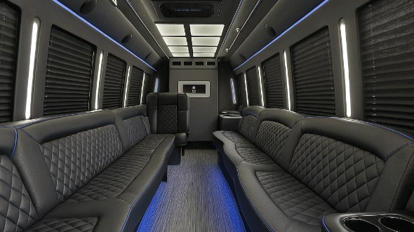 Interior of Sterling Heights Party Bus Company's 40 Passenger Party Bus in Sterling Heights