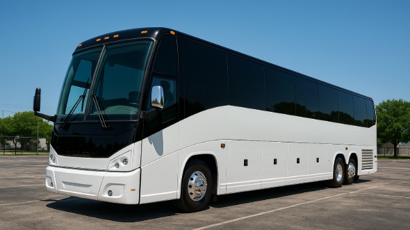 Exterior of Charter Bus Company Sterling Heights's 44 Passenger Charter Bus in Sterling Heights