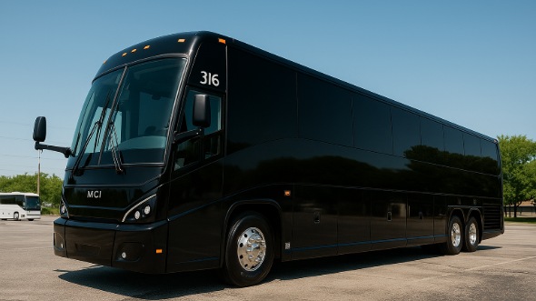 Exterior of Charter Bus Company Sterling Heights's 46 Passenger Charter Bus in Sterling Heights