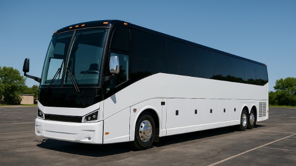 Exterior of Charter Bus Company Sterling Heights's 47 Passenger Charter Bus in Sterling Heights