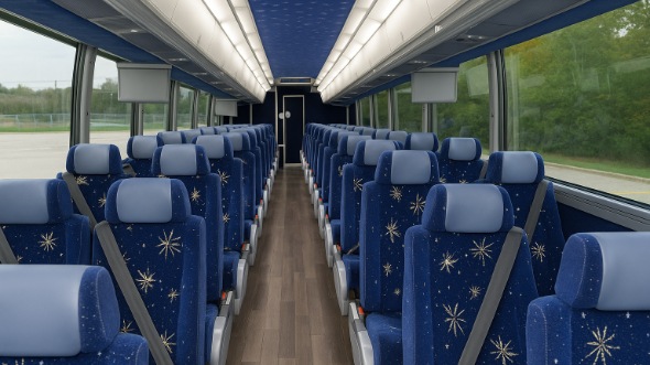 Interior of Charter Bus Company Sterling Heights's 48 Passenger Charter Bus in Sterling Heights