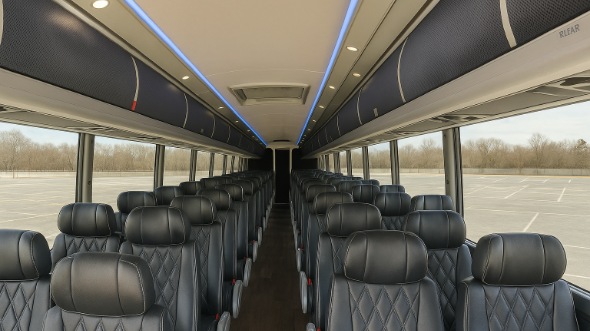 Interior of Charter Bus Company Sterling Heights's 51 Passenger Charter Bus in Sterling Heights