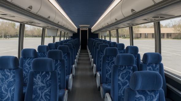 Interior of Charter Bus Company Sterling Heights's 55 Passenger Charter Bus in Sterling Heights